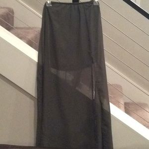 Sheer olive green skirt w/slit